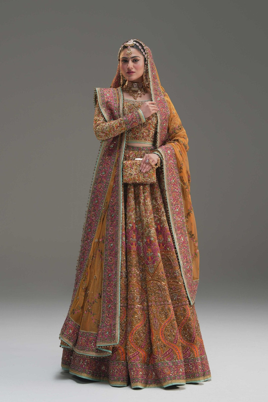 Pakistani Wedding Dress in Yellow Lehenga Choli Style