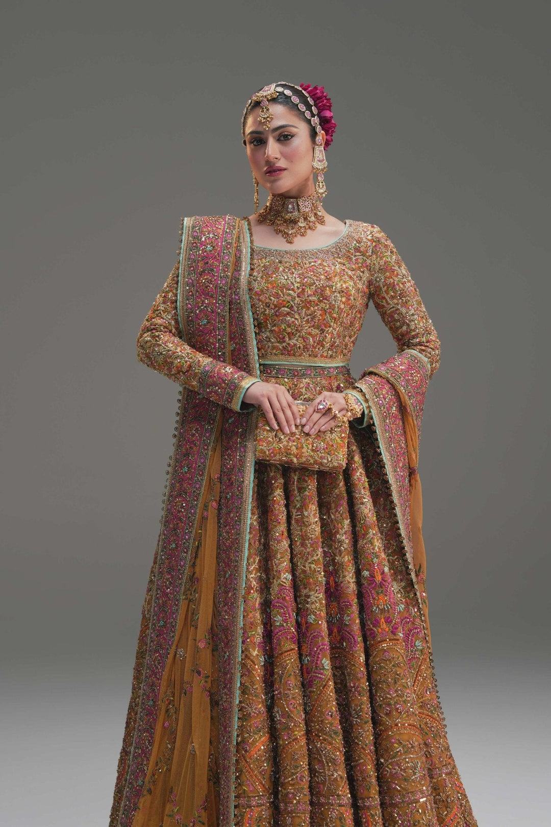 Pakistani Wedding Dress in Yellow Lehenga Choli Style Online