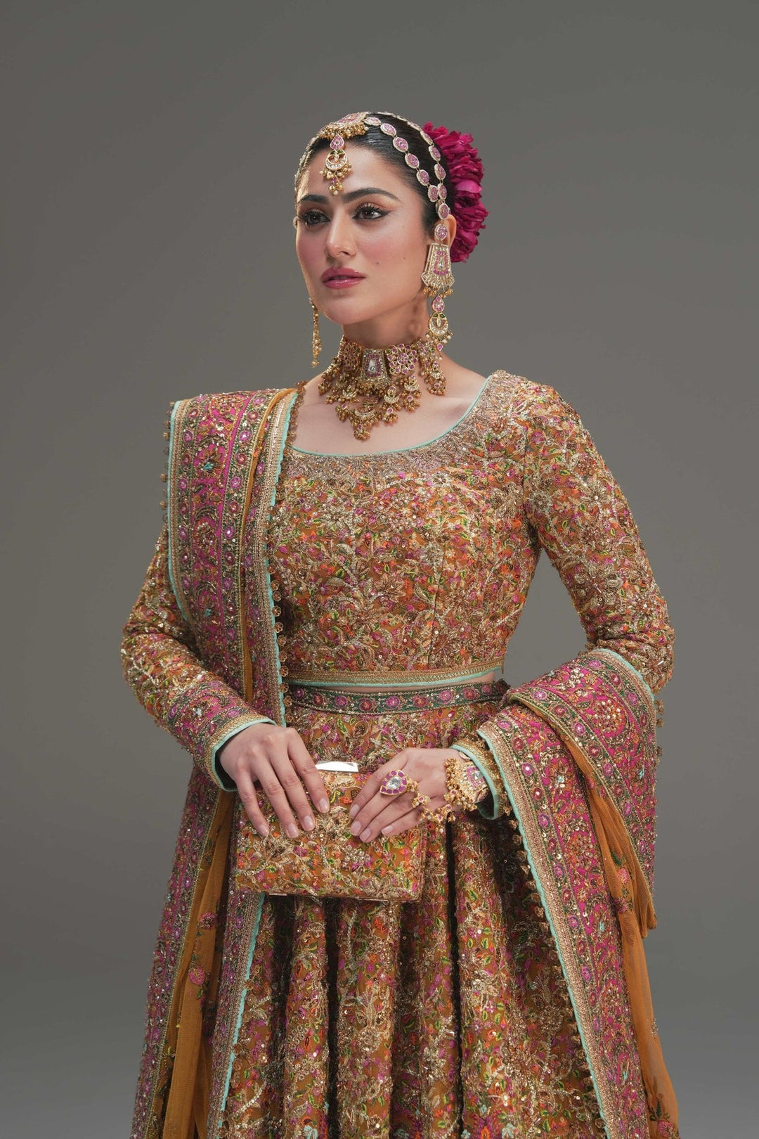 Pakistani Wedding Dress in Yellow Lehenga Choli Style