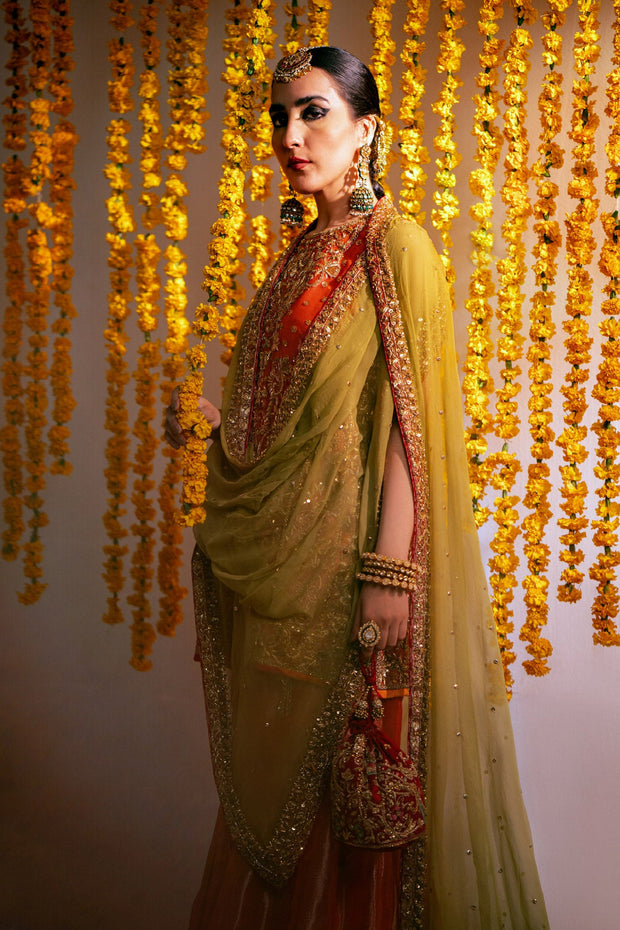 Pakistani Wedding Gharara with Shirt and Dupatta