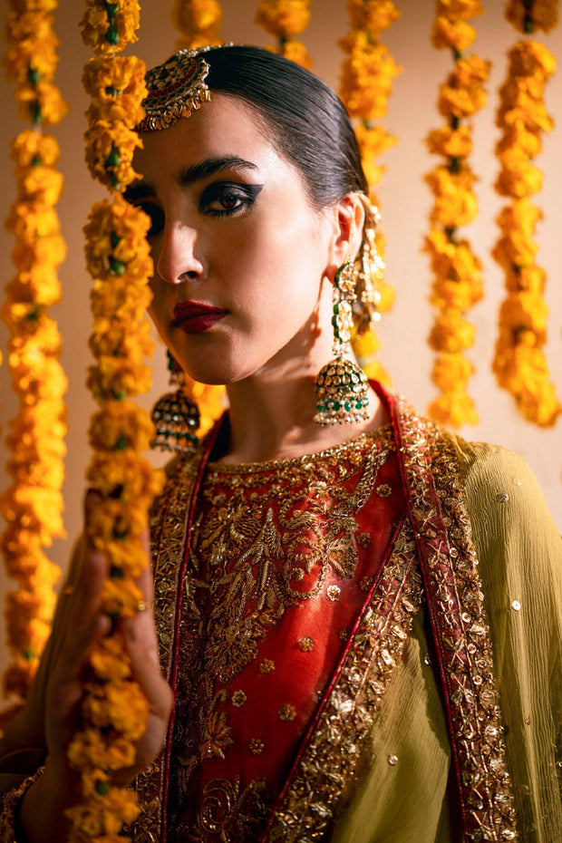 Pakistani Wedding Gharara with Short Shirt and Dupatta Dress