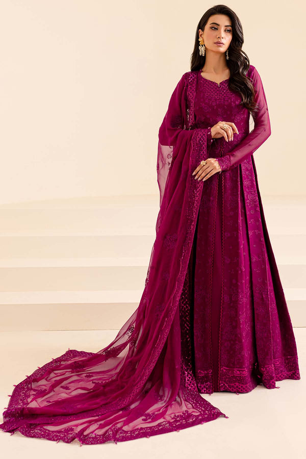 Pakistani Wedding Wear Pishwas Frock in Magenta Color