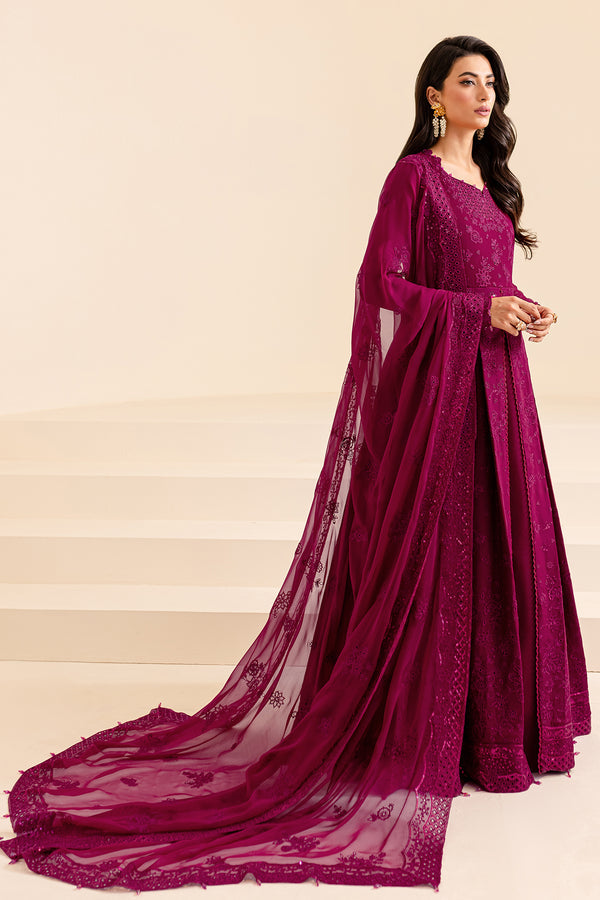 Pakistani Wedding Wear Pishwas in Magenta Color