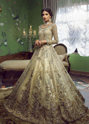 Pakistani Bridal Dress Beige Pishwas And Duppatta Style