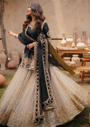 Pakistani Bridal Dress Black Lehenga with Short Shirt