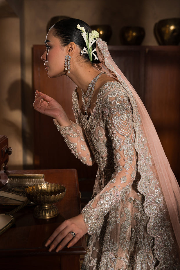 Pakistani Bridal Dress Dreamy Silver Bridal Pishwas