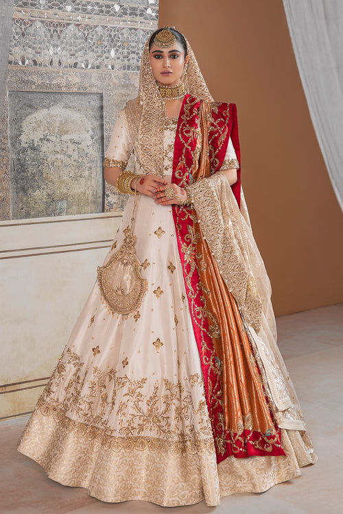 Premium Pakistani Bridal Dresses: Gold and White Lehenga