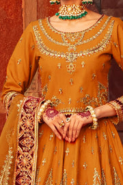 Pakistani Bridal Dress Mustard Choli With Lehenga For Wear
