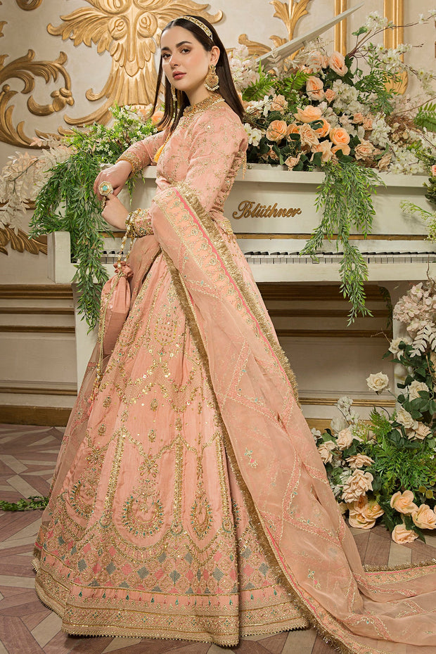 Pakistani Bridal Dress Peach Lehenga and Choli for Bridal Wear