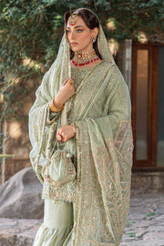 Pakistani Bridal Dress Pistachio Green Shirt with Gypsy Gharara