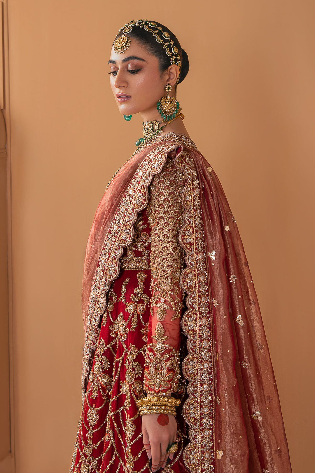 Pakistani Bridal Dress Red Lehenga Maxi