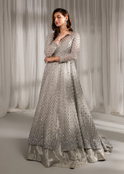 Pakistani Bridal Dress Silver Gown Lehenga