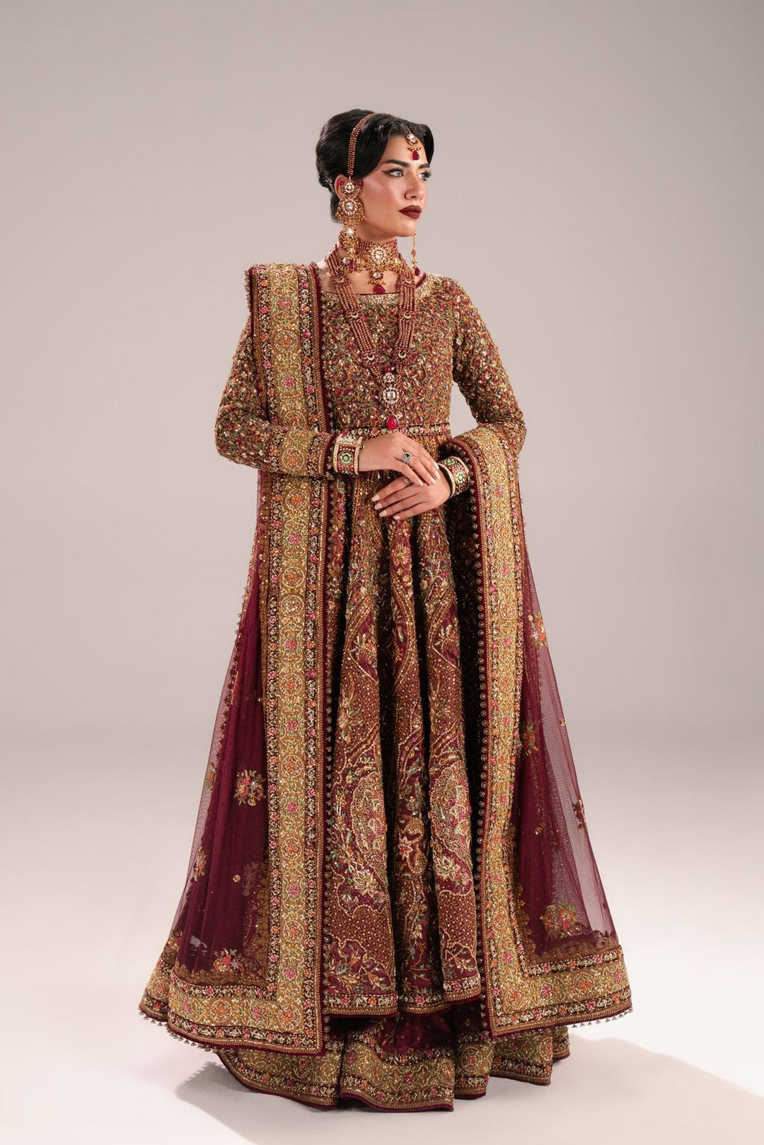 Pakistani Bridal Dress in Anarkali Frock Lehenga Style