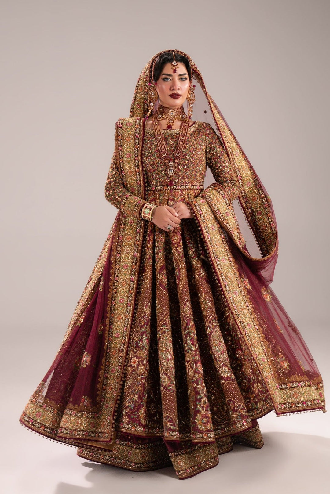 Pakistani Bridal Dress in Anarkali Frock Lehenga Style Online