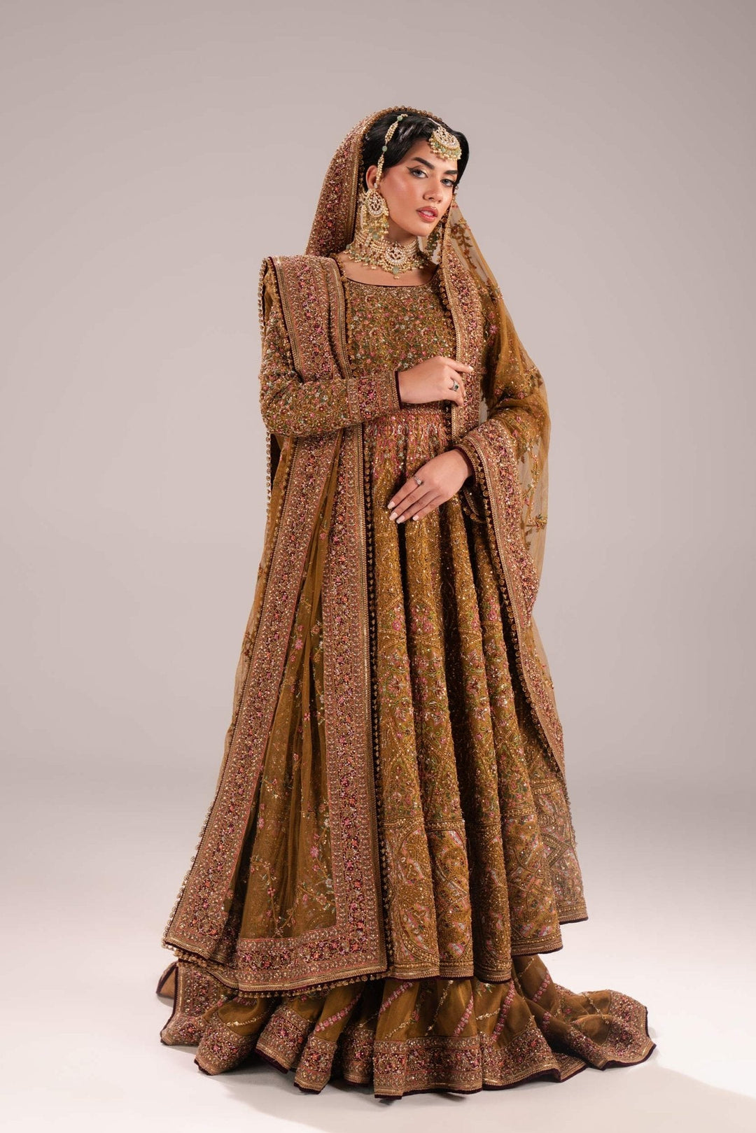 Pakistani Bridal Dress in Anarkali Gown Lehenga Style