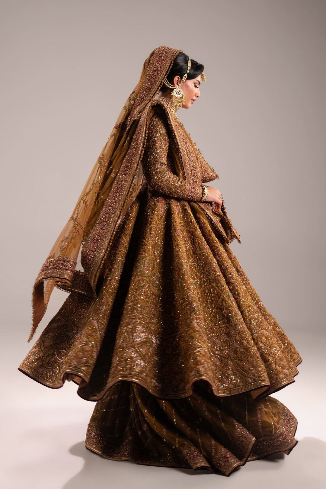Pakistani Bridal Dress in Anarkali Gown Lehenga Style Online
