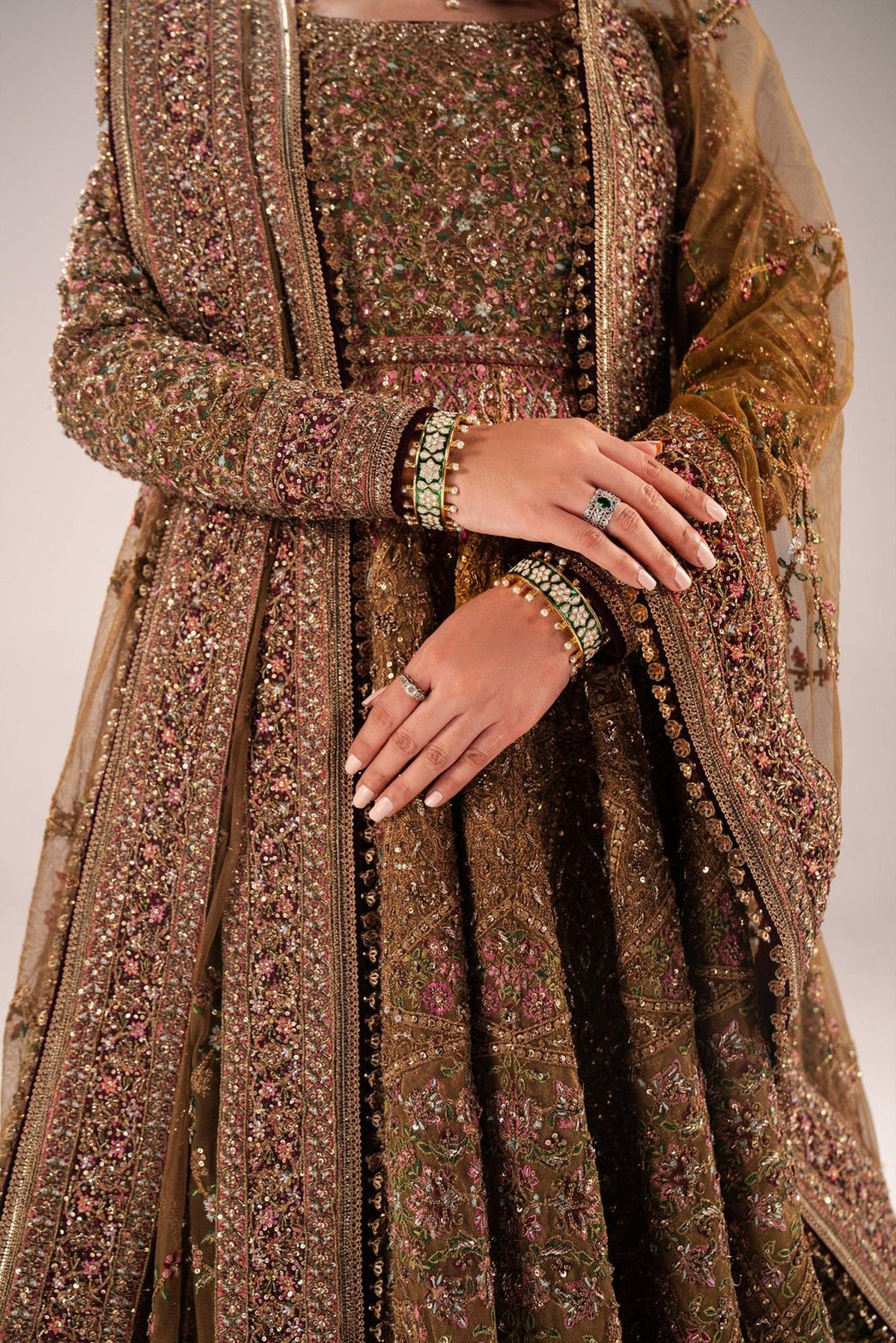 Pakistani Bridal Dress in Anarkali Gown Lehenga Style