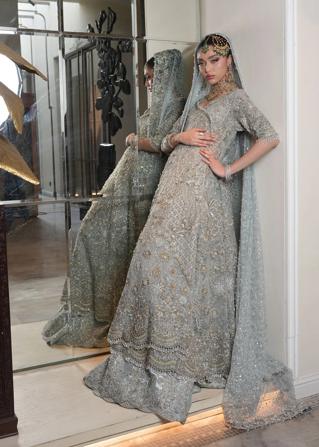 Pakistani Bridal Dress in Angrakha and Lehenga Style Online