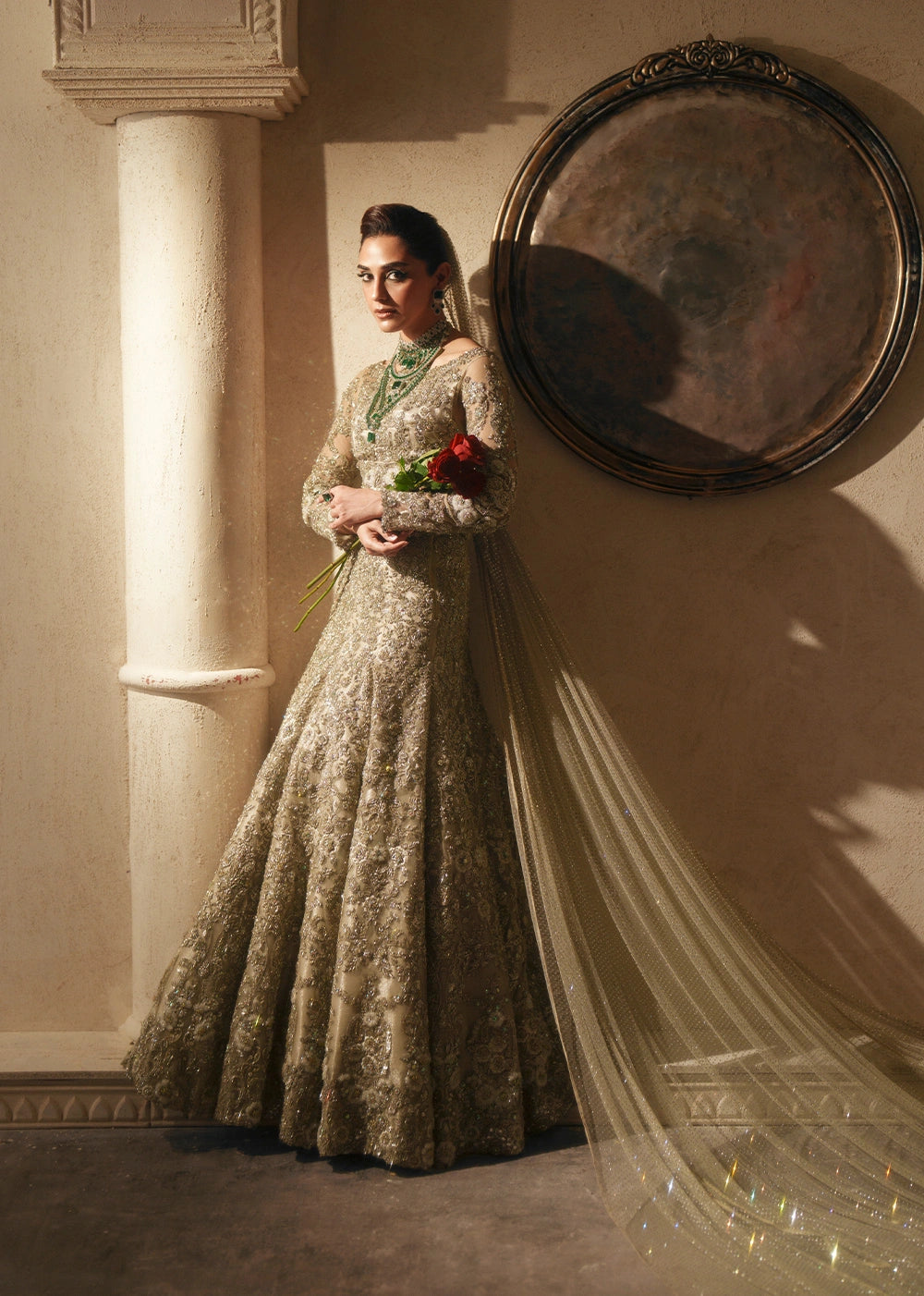 Pakistani Bridal Dress in Blouse and Lehenga Style