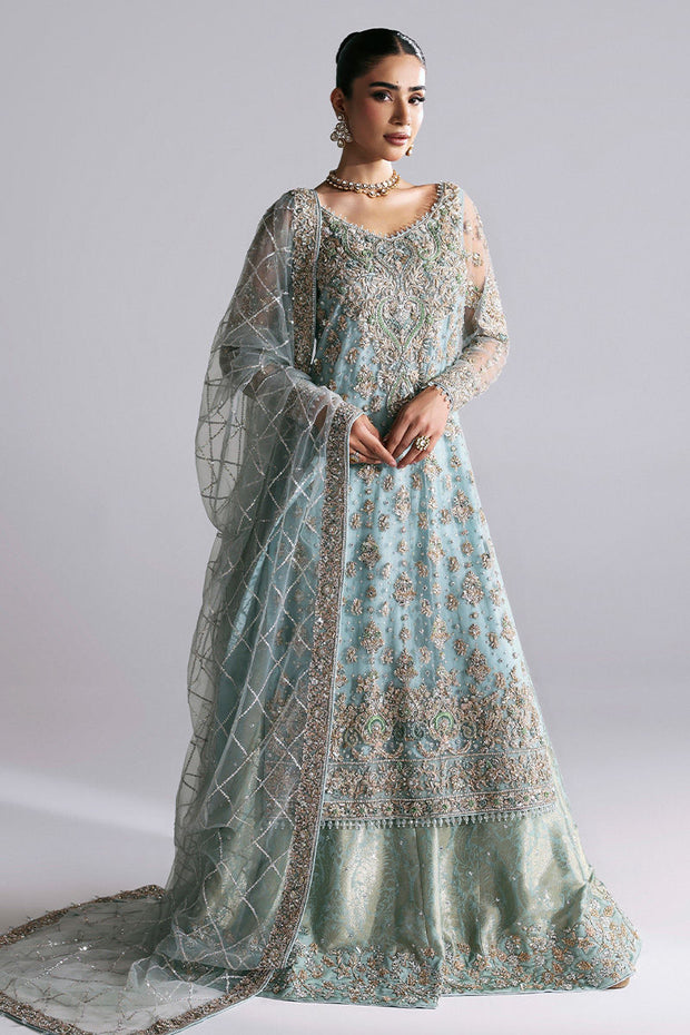 Pakistani Bridal Dress in Blue Lehenga Dupatta Style