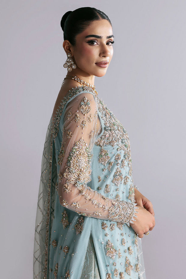 Pakistani Bridal Dress in Blue Lehenga Dupatta Style Online