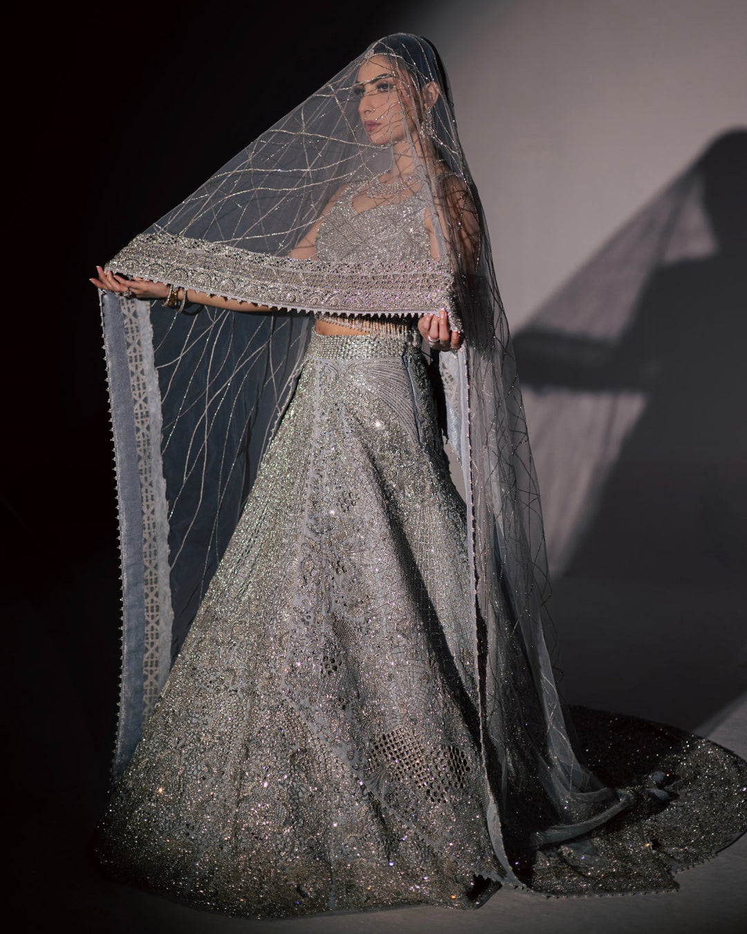 Pakistani Bridal Dress in Choli Lehenga Style