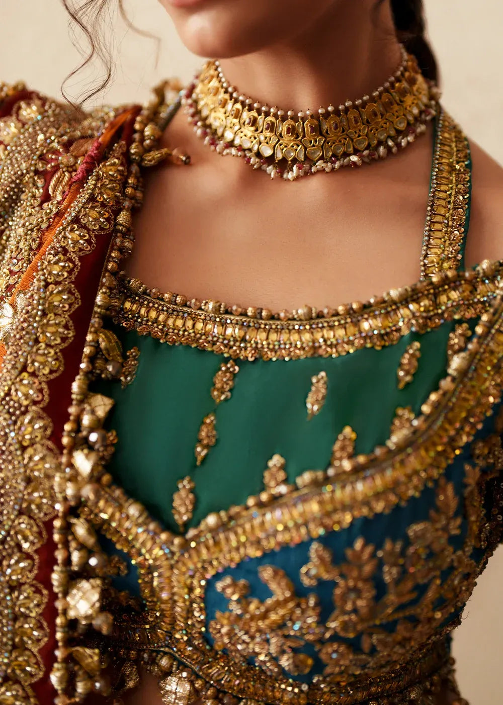Pakistani Bridal Dress in Choli Lehenga Style for Mehndi Online