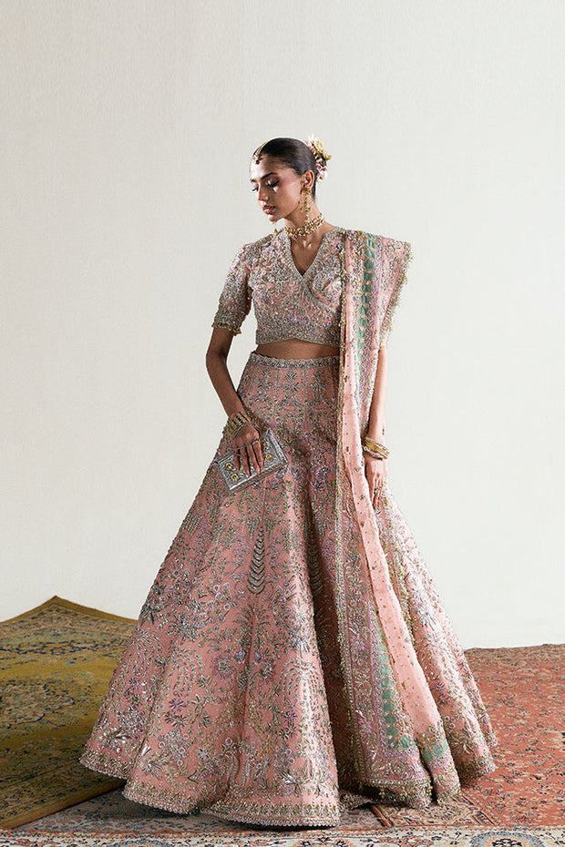 Pakistani Bridal Dress in Choli and Pink Lehenga Style