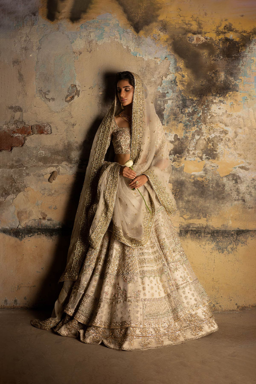 Pakistani Bridal Dress in Double-Layered Lehenga Style