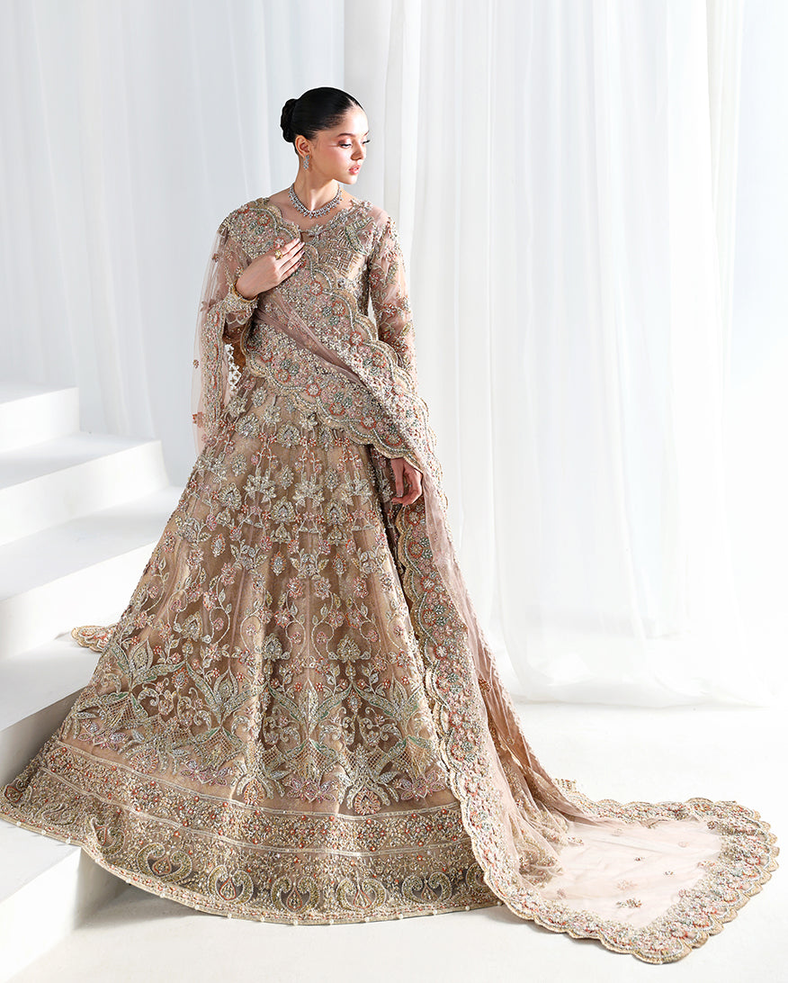 Pakistani Bridal Dress in Embellished Net Gown Style