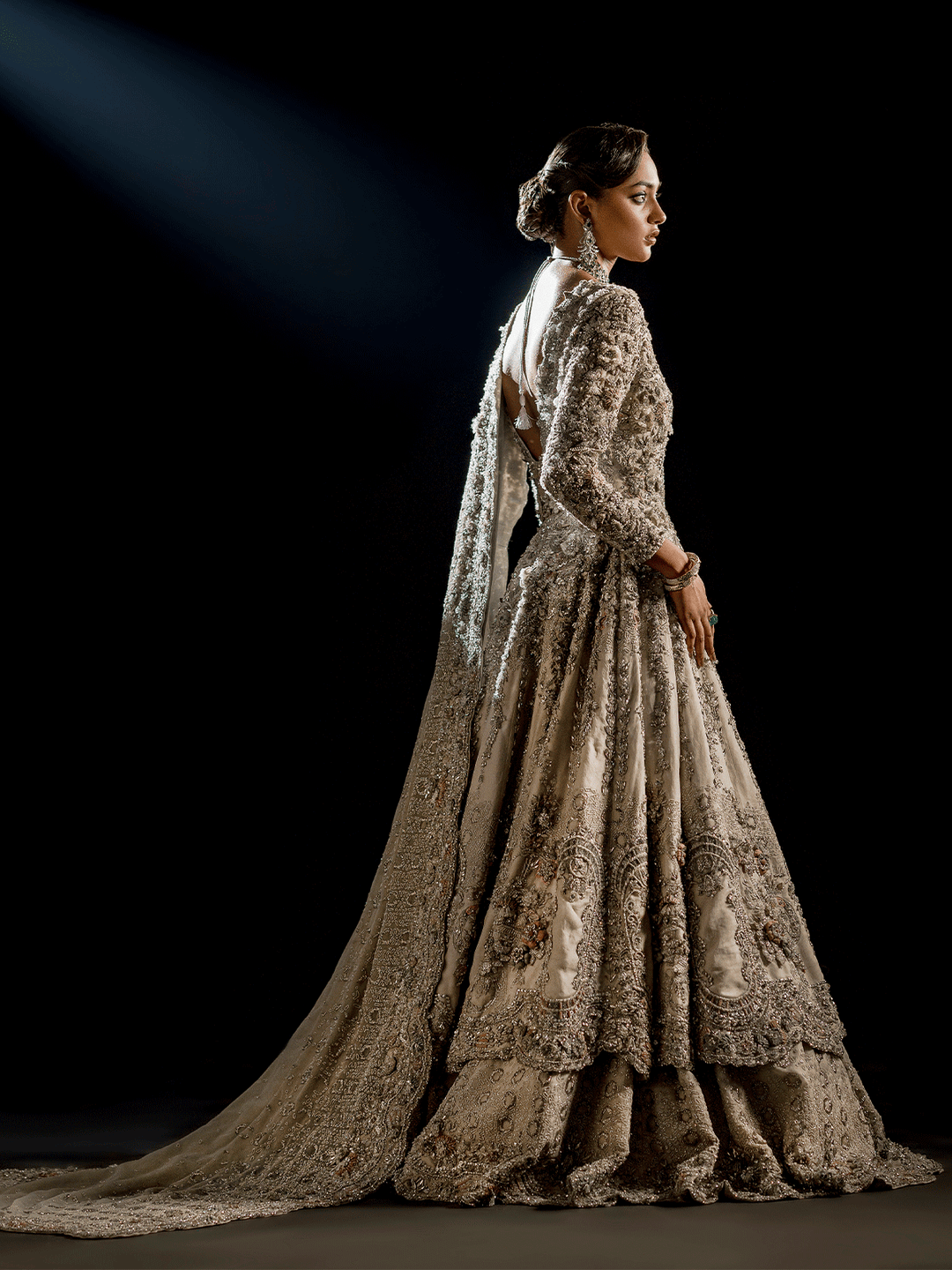 Pakistani Bridal Dress in Gown Lehenga Dupatta Style Online