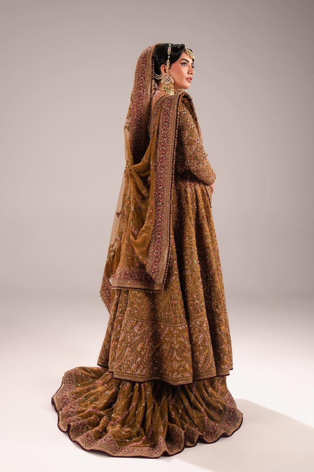 Pakistani Bridal Dress in Gown Lehenga Style