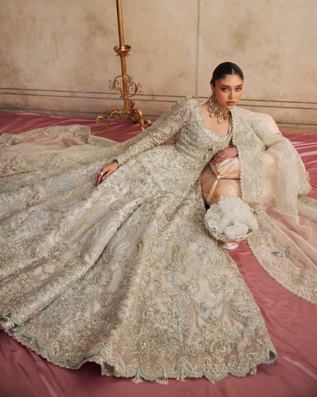 Pakistani Bridal Dress in Ivory Wedding Gown Style Online