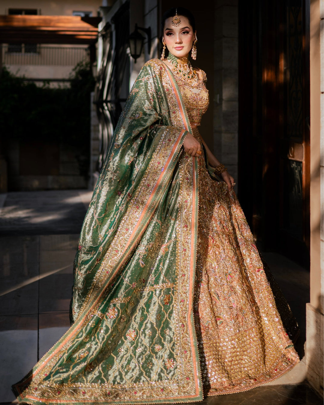 Pakistani Bridal Dress in Lehenga Choli Dupatta Style