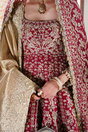 Red Pakistani Bridal Dress in Lehenga Pishwas Style