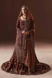 Pakistani Bridal Dress in Maroon Gold Farshi Gharara Set