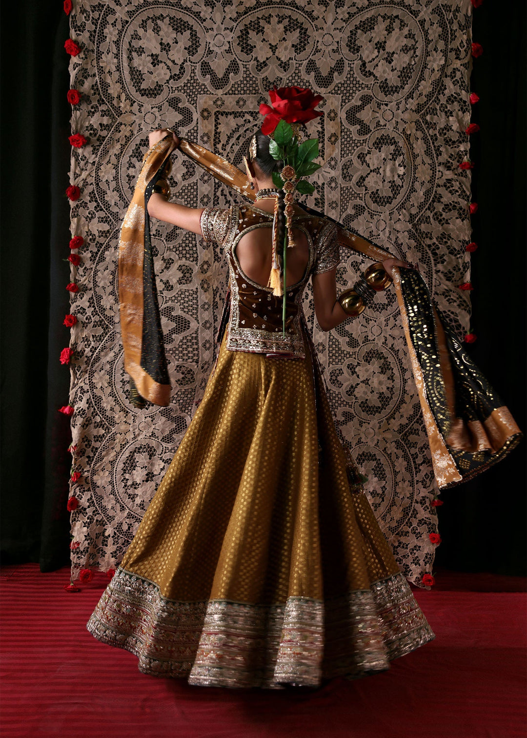 Pakistani Bridal Dress in Mustard Choli Lehenga Style Online