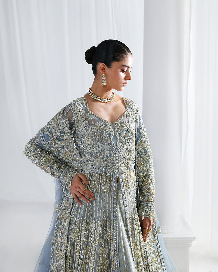 Pakistani Bridal Dress in Open Gown and Lehenga Style Online