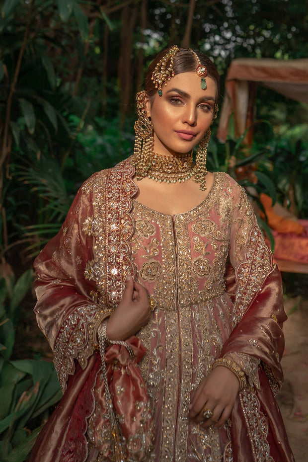 Pakistani Bridal Dress in Open Pishwas Lehenga