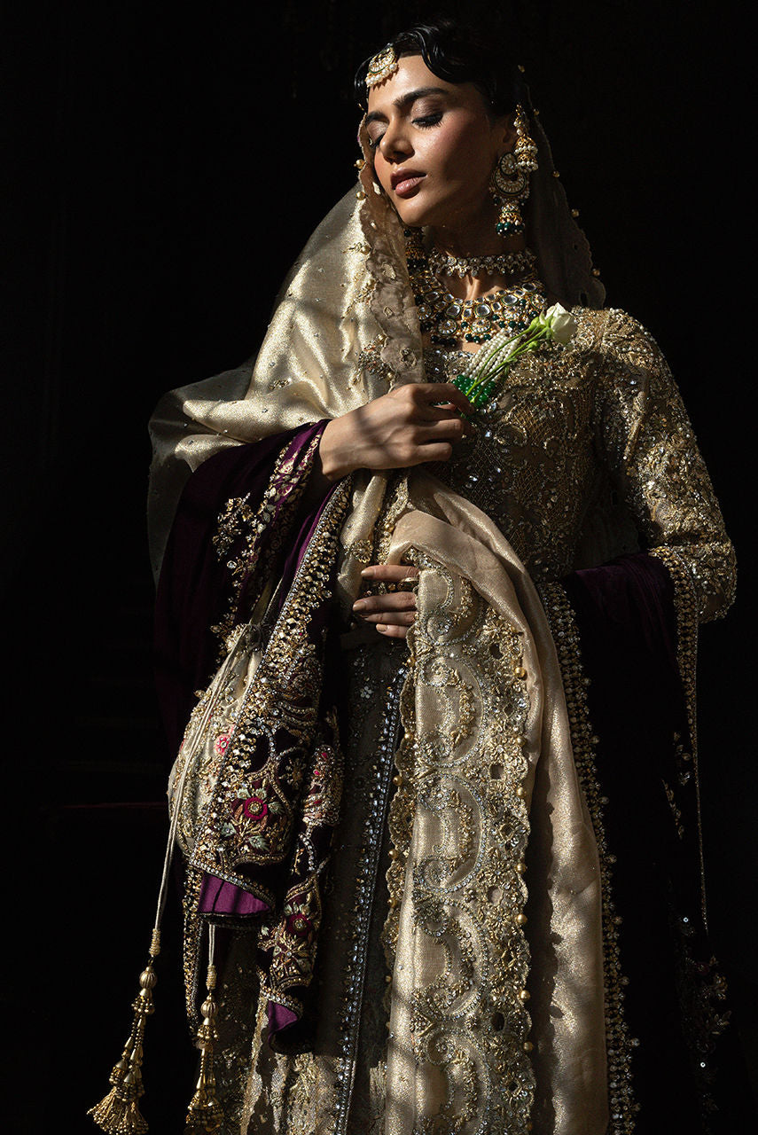 Pakistani Bridal Dress in Open Pishwas Lehenga Style Online