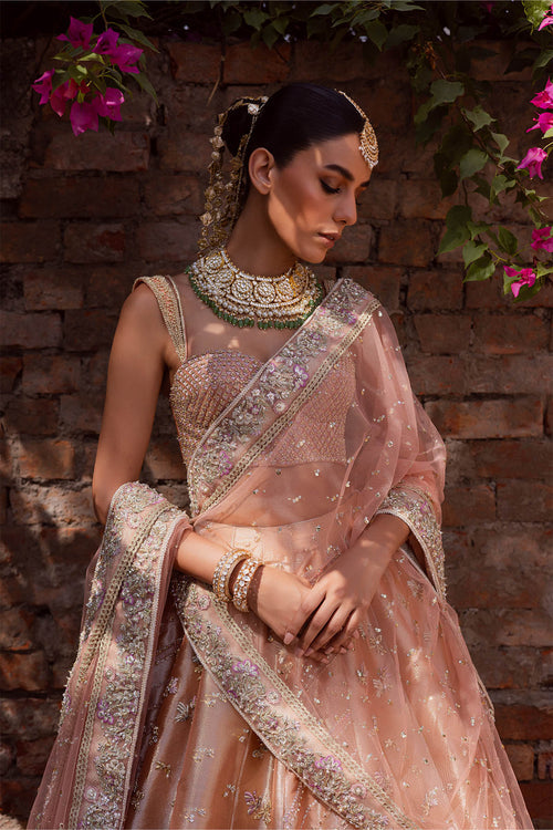 Pakistani Bridal Dress in Pink Choli and Lehenga Style Online