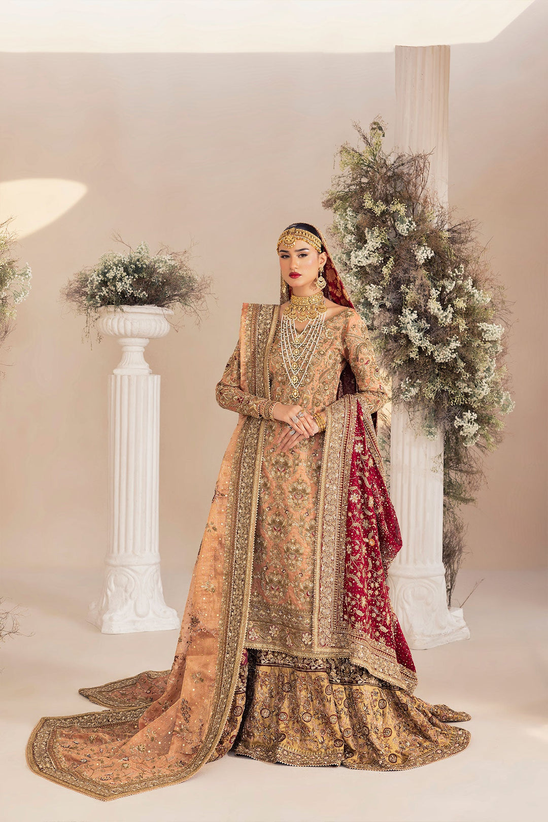 Pakistani Bridal Dress in Pink Lehenga Kameez Style