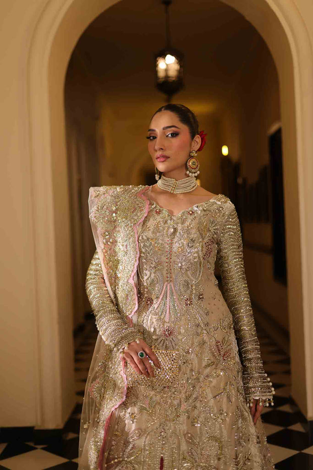 Pakistani Bridal Dress in Pishwas Frock Lehnga Dupatta Style