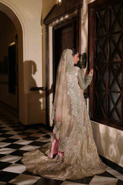 Pakistani Bridal Dress in Pishwas Frock Lehnga Style