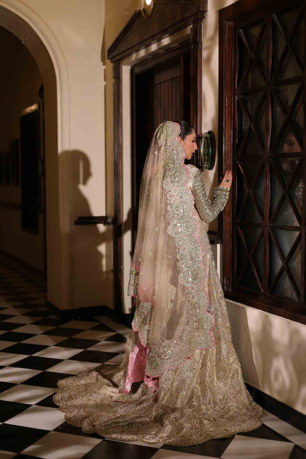 Pakistani Bridal Dress in Pishwas Frock Lehnga Style