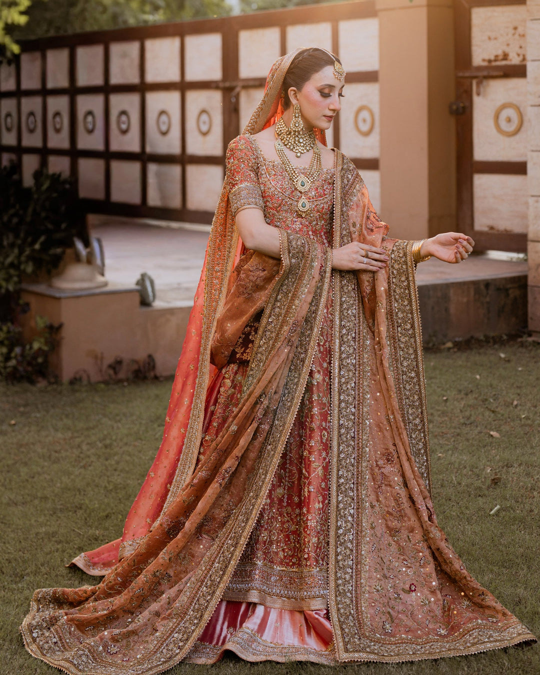 Pakistani Bridal Dress in Pishwas and Lehenga Style