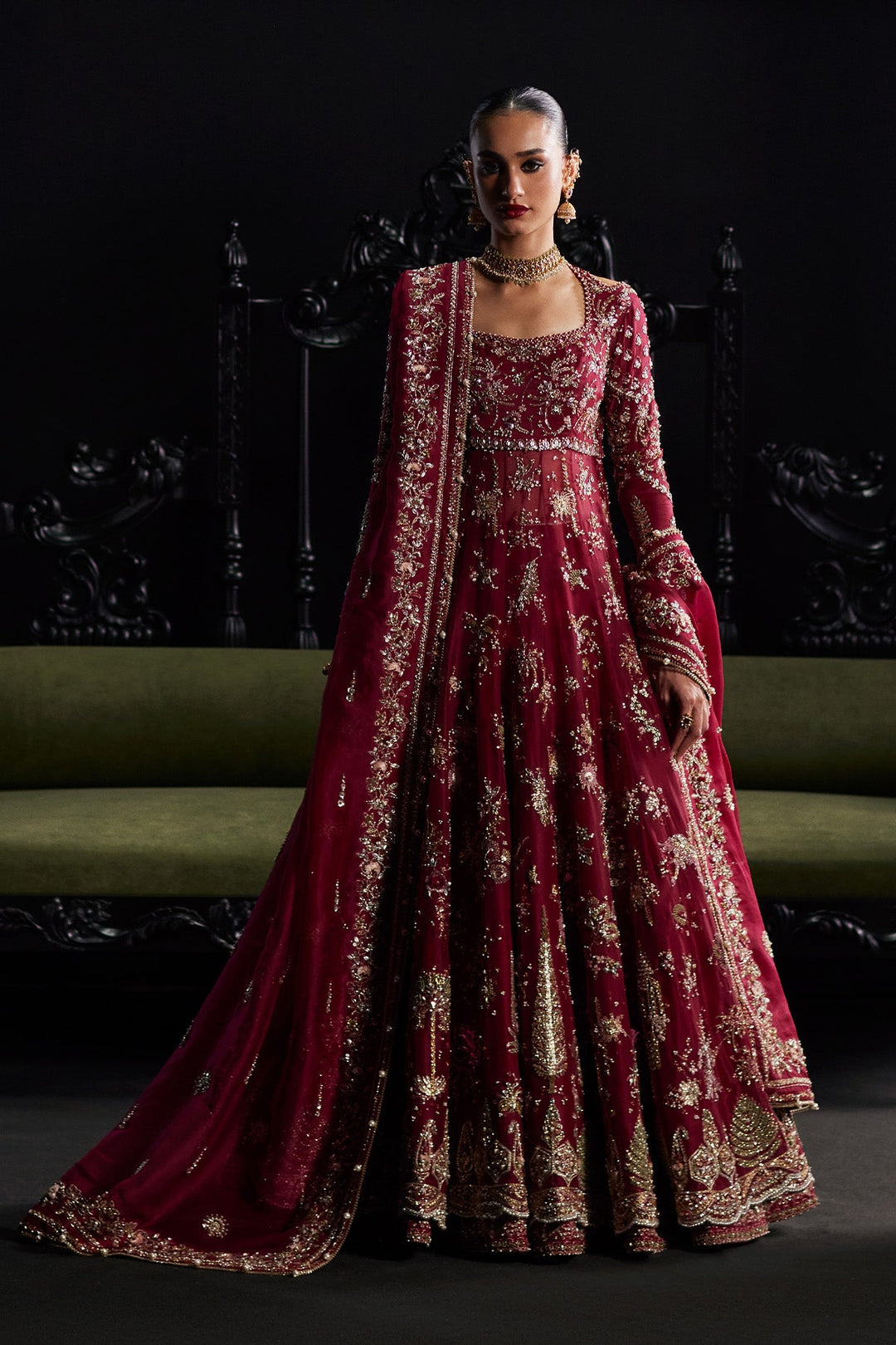 Pakistani Bridal Dress in Pishwas and Lehenga Style