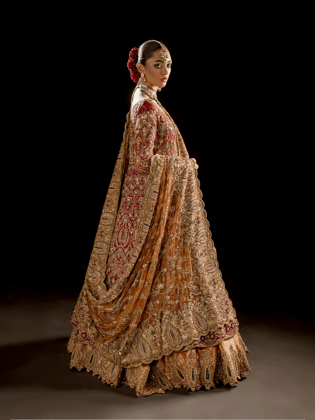 Pakistani Bridal Dress in Red Frock and Lehenga Style Online