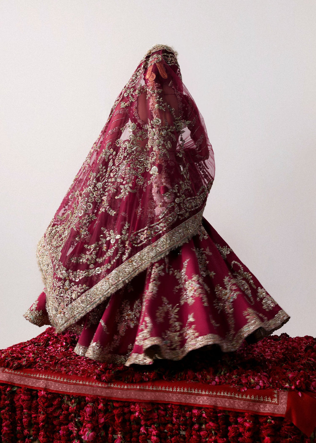 Pakistani Bridal Dress in Choli and Lehenga Style