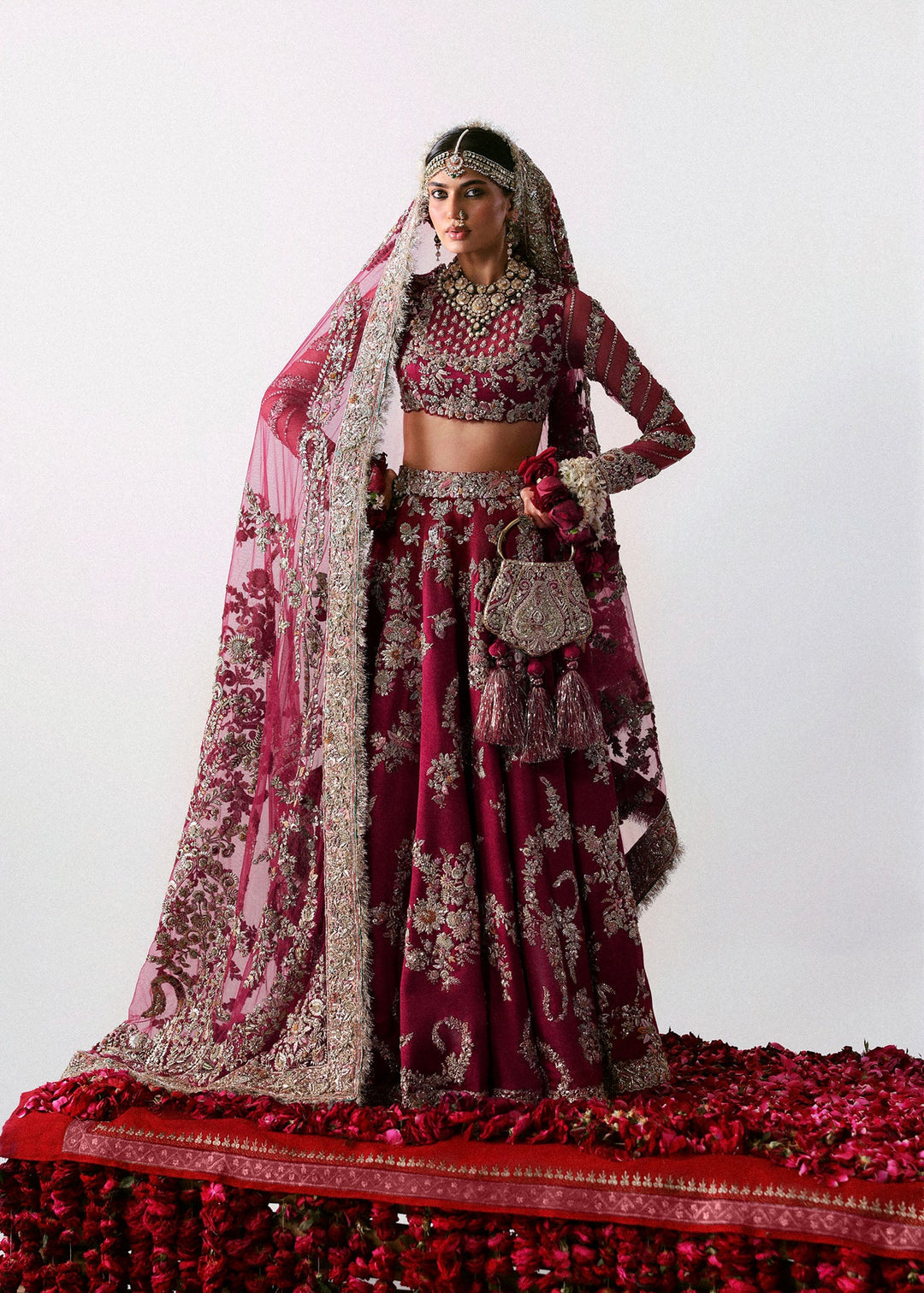 Pakistani Bridal Dress in Royal Choli and Lehenga Style